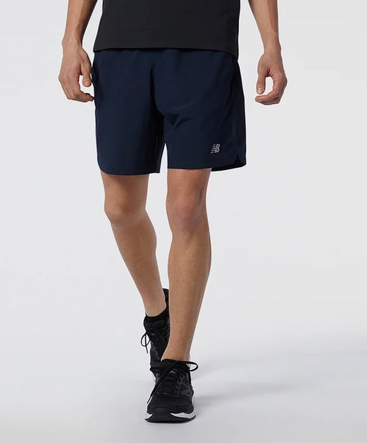 New Balance Accelerate Logo Print 7 In Shorts with Pockets Navy