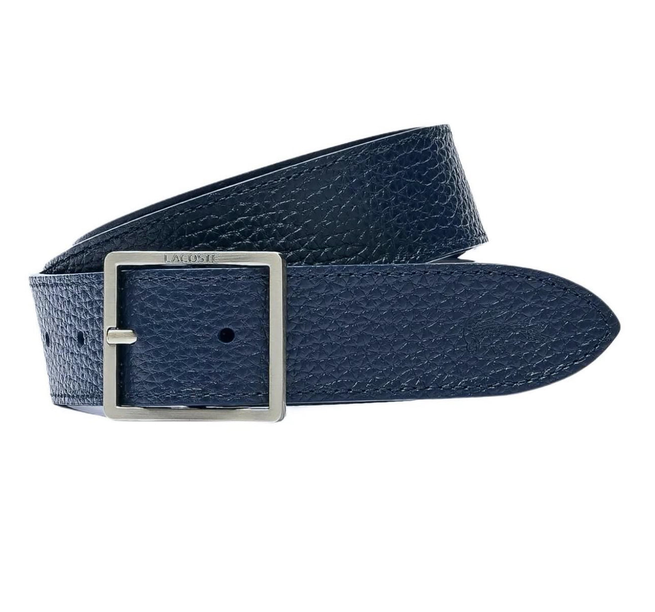 LACOSTE LEATHER BELT NAVY SQR 110 CM