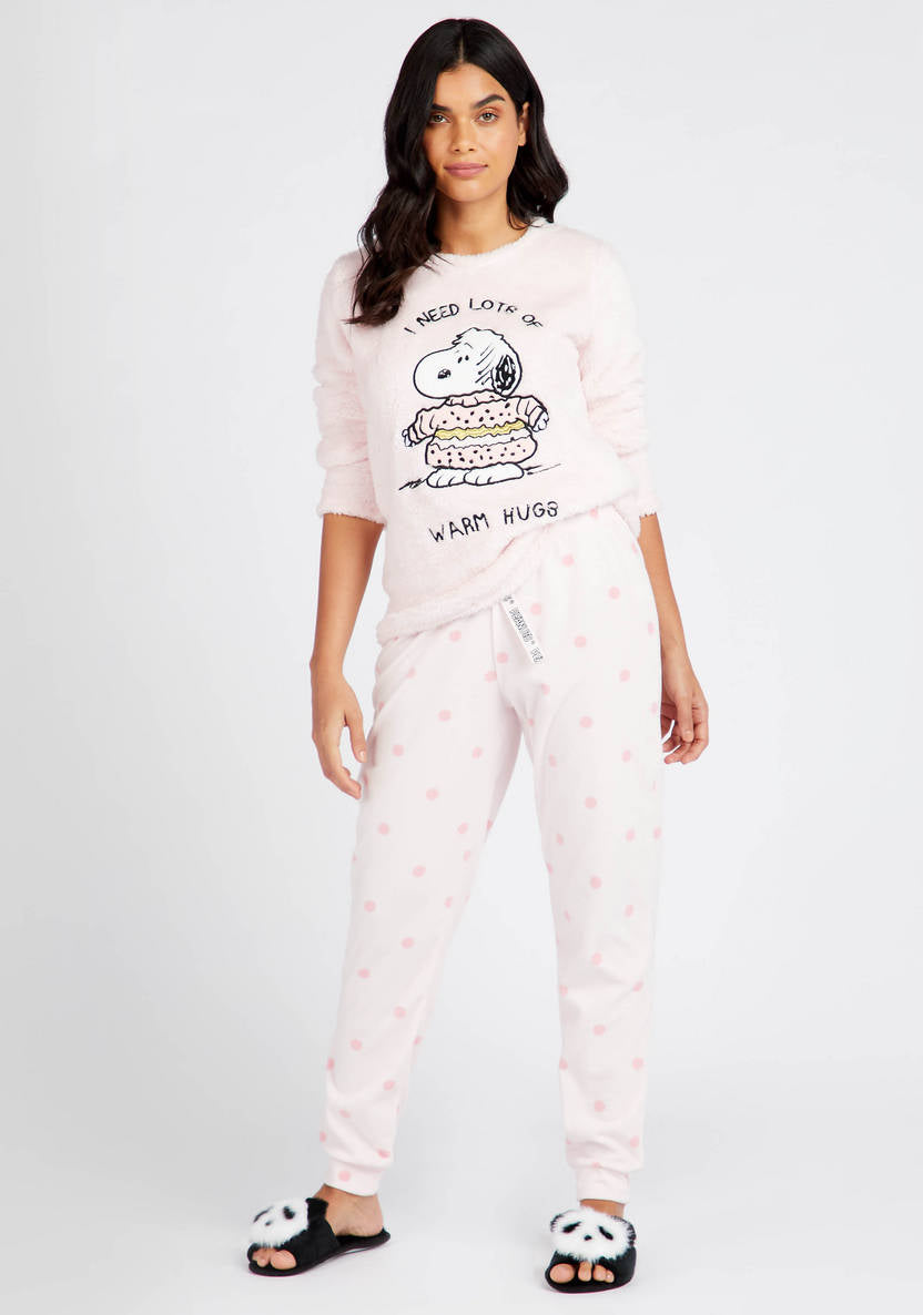 Cozy Collection Textured T-shirt and Full Length Pyjama Set