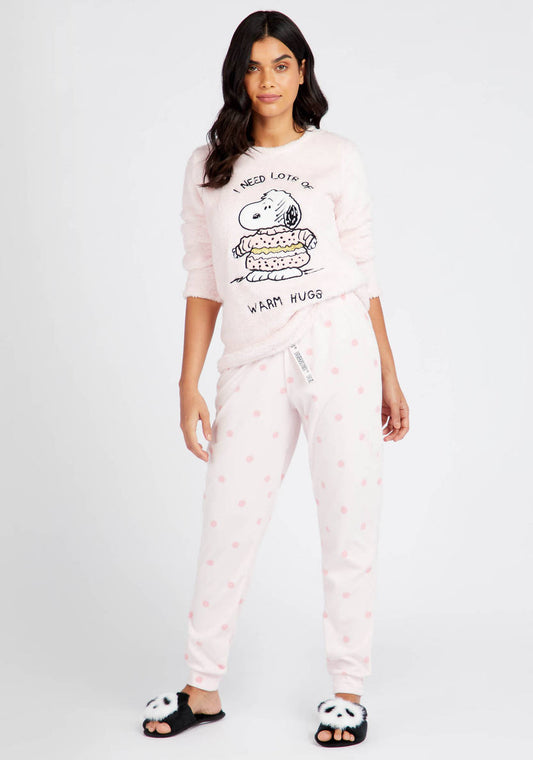 Cozy Collection Textured T-shirt and Full Length Pyjama Set