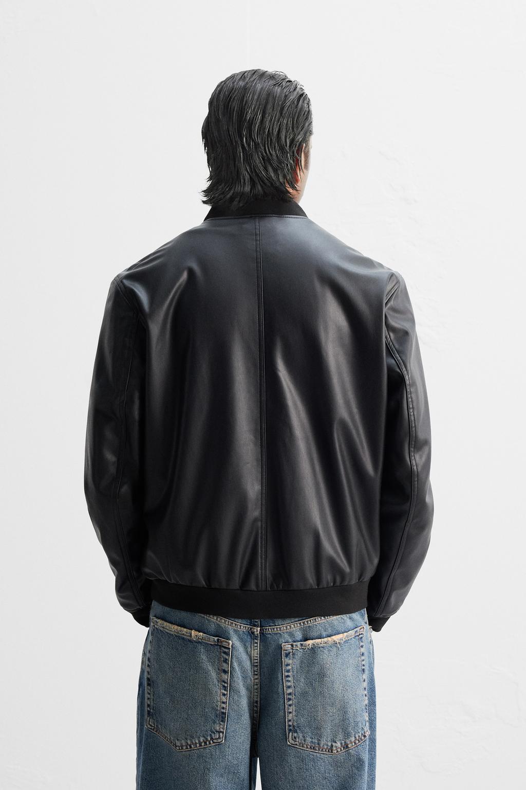 Zara Jacket Leather Bomber Basic