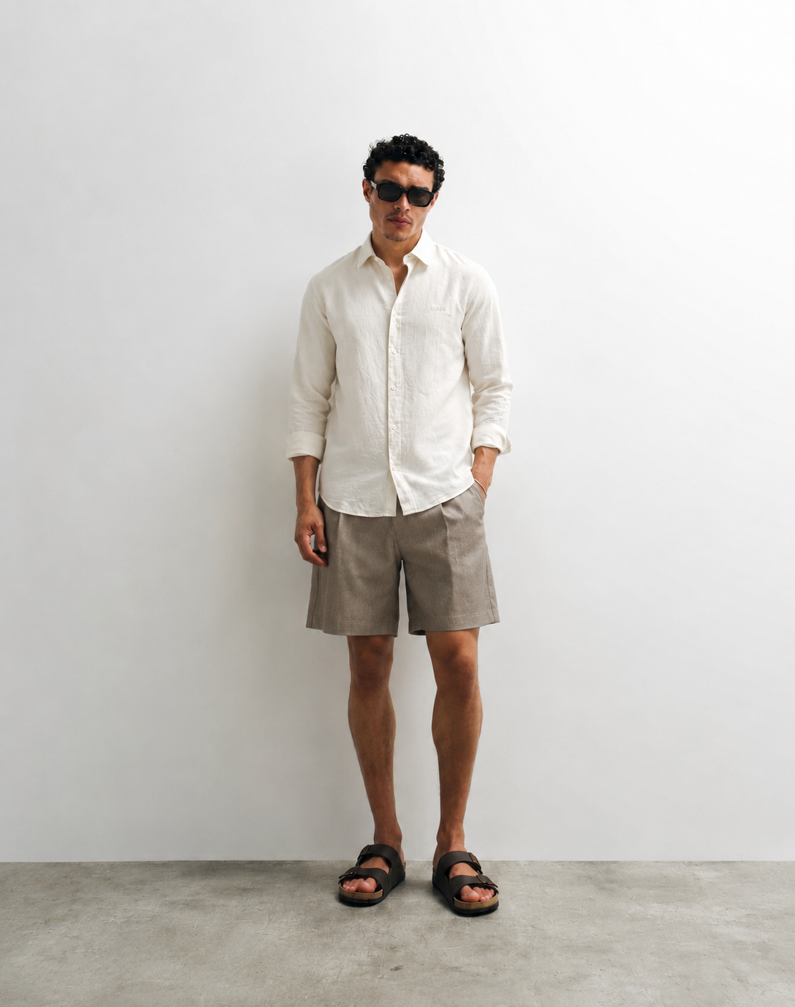 BOSS offwhite Relegant  Slim Fit 100% Linen Shirt