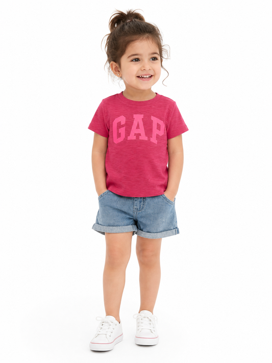 GAP Girls Logo T-Shirt – Soft Cotton Short Sleeve (Pink)