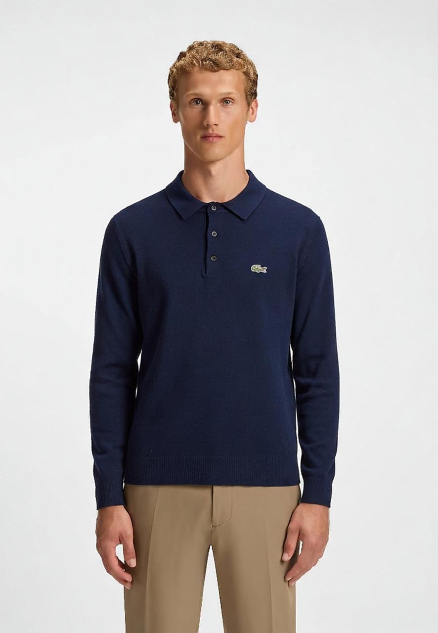 Lacoste Carded Polo Sweater Navy Slim Fit