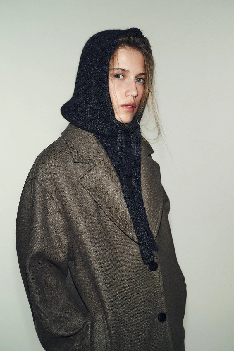 Zara RIBBED KNIT HOOD