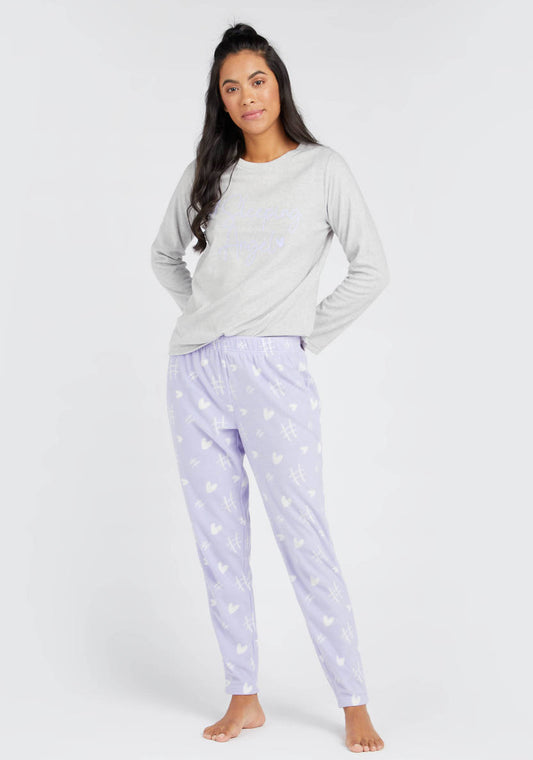 Cozy Collection Printed Round Neck T-shirt and Pyjama Set