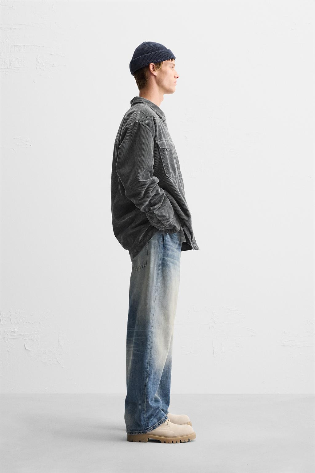 Over Shirt Zara Suede Shirt dark gray