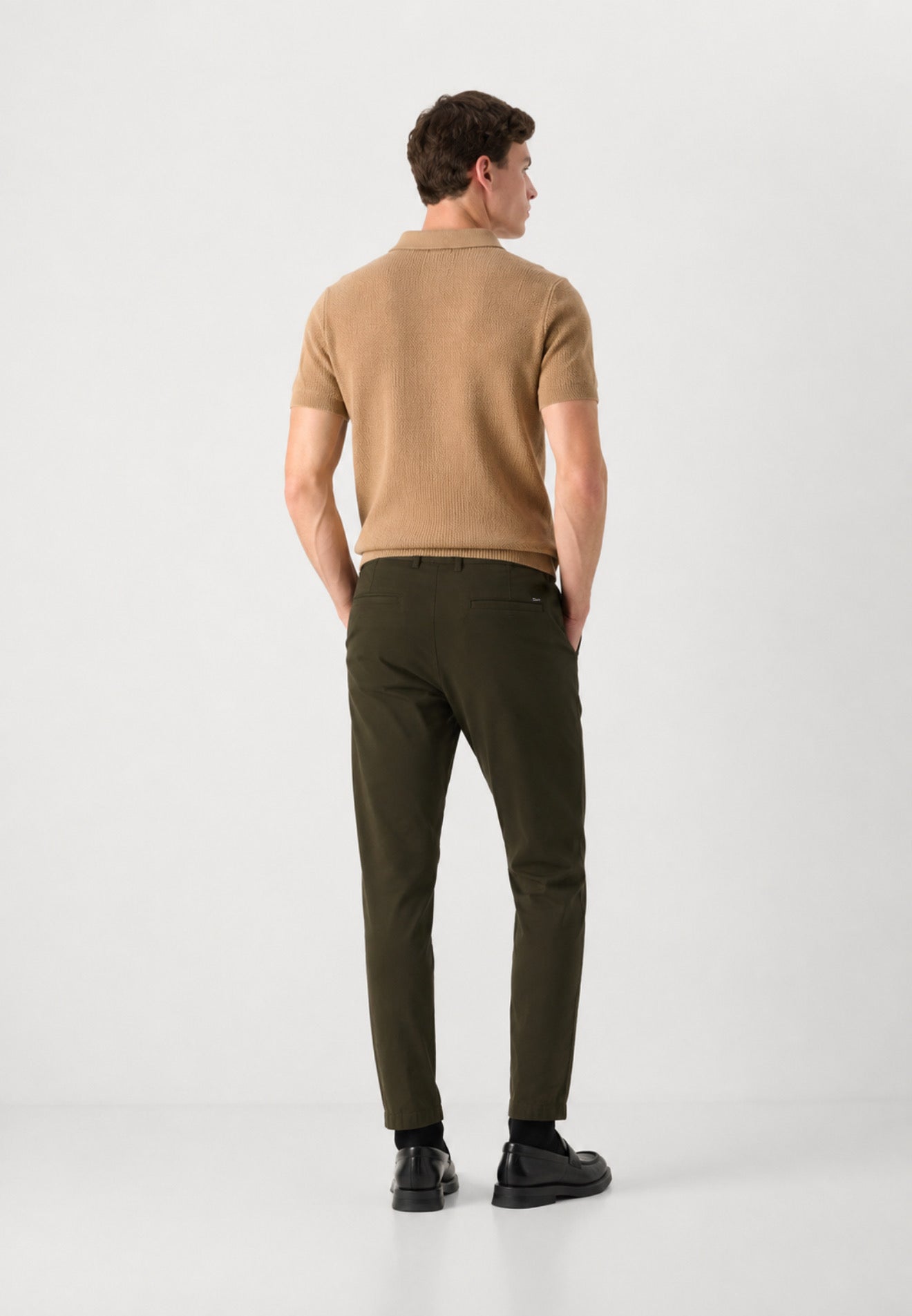 Ralph Lauren straight fit linen cotton trouser dark green