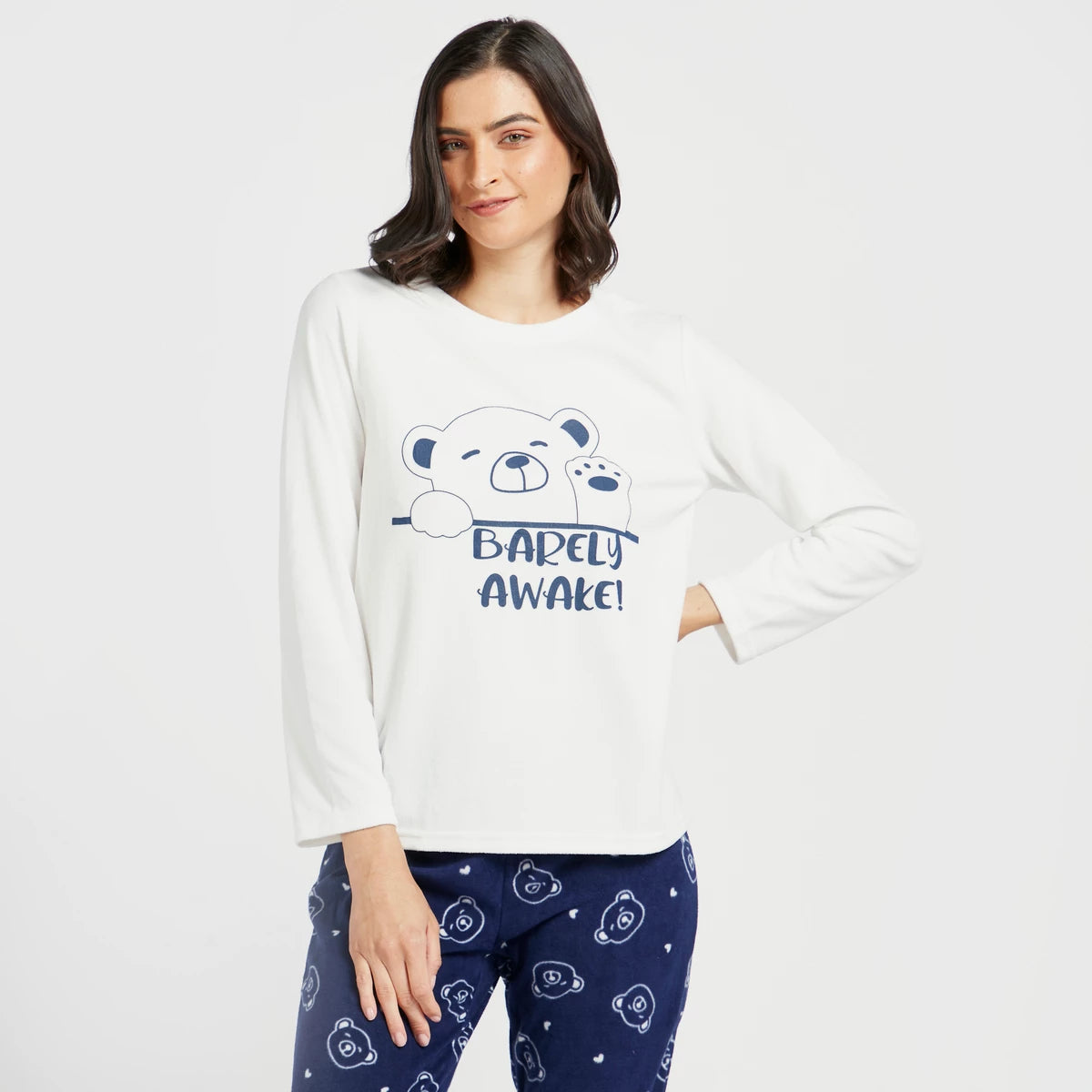 Textured Long-Sleeve TShirt & Pajama Pants Set Babely Awake