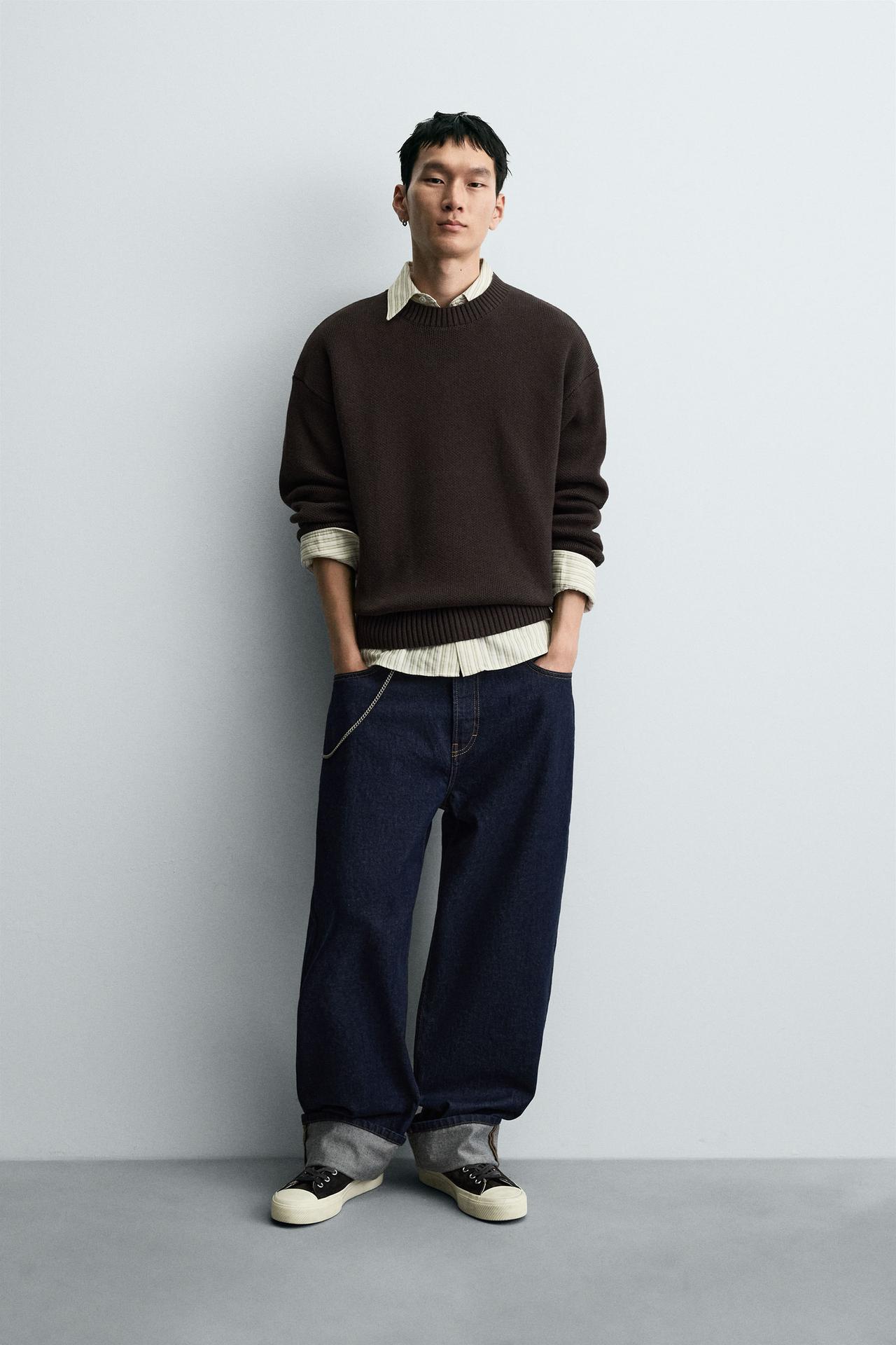 Zara Men Blend Pullover Brown