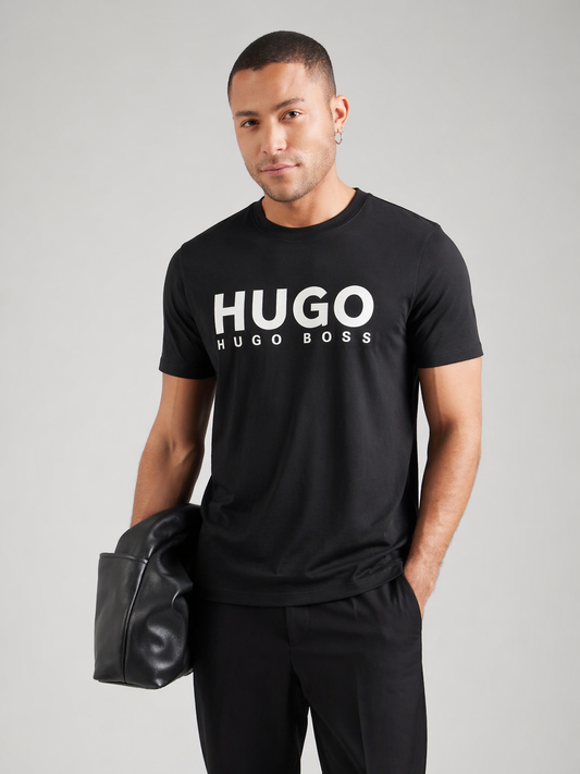 HUGO WHITE BG DBL LOGO TSHIRT BLK