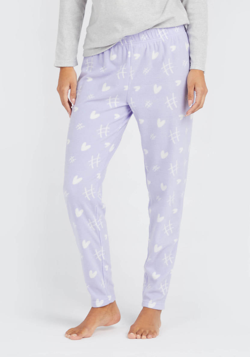 Cozy Collection Printed Round Neck T-shirt and Pyjama Set