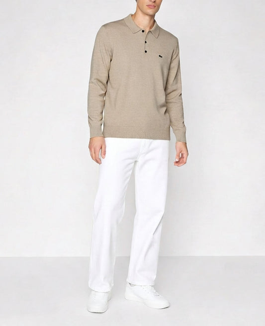 LACOSTE CARDED WOOL POLO SWEATER SLIM FIT