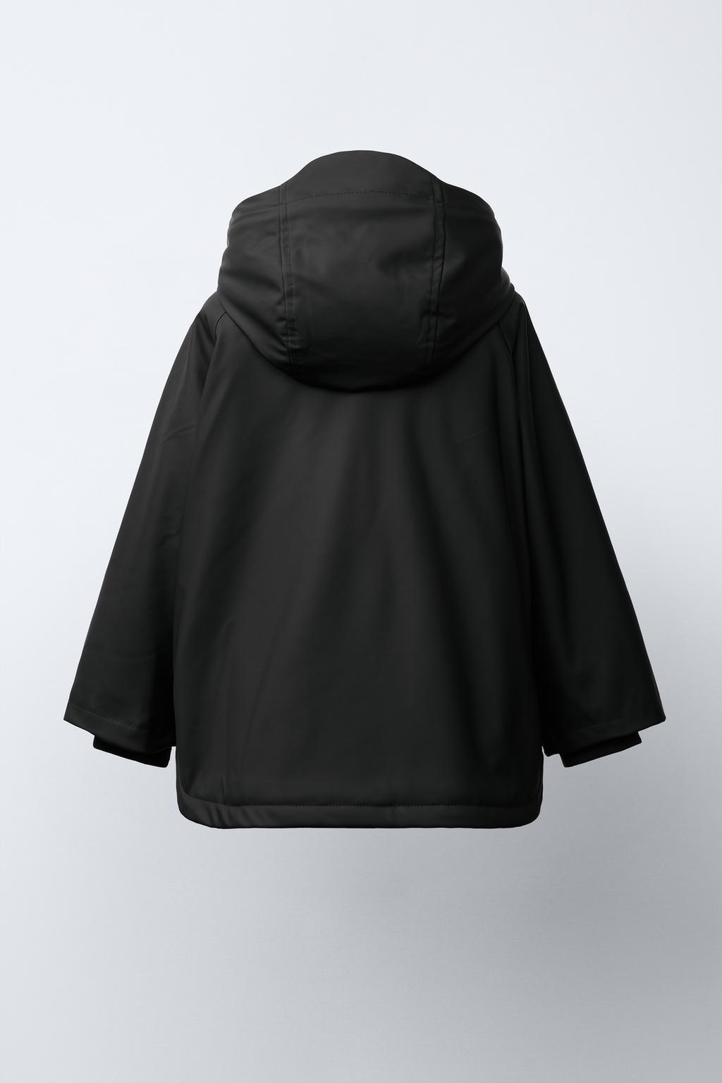 ZARA  RUBBERISED WATER-REPELLENT RAINCOAT WITH FAUX FUR ANIMAL PRINT