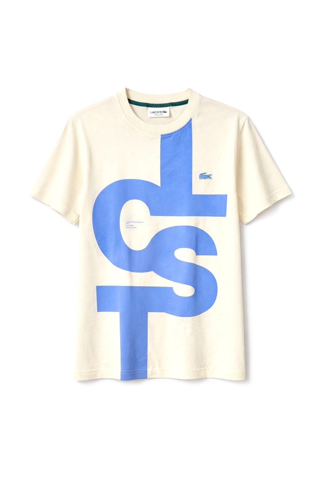 LACOTSE TSHIRT  SLIM FIT WHITE /BLU