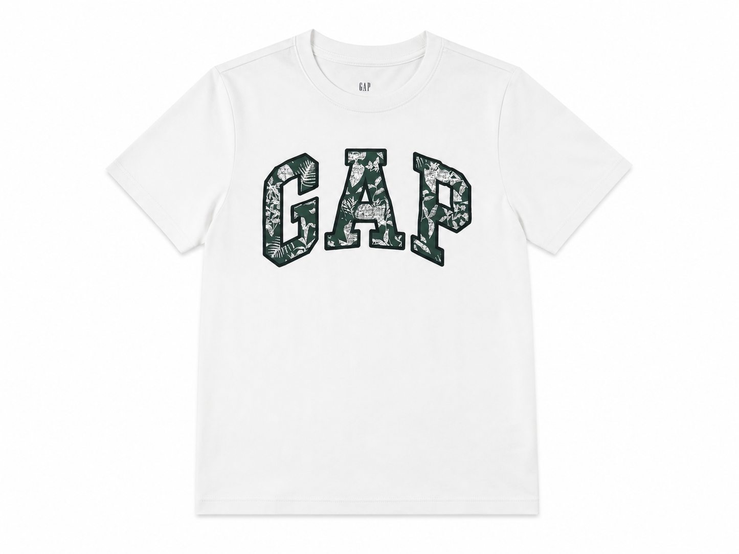 GAP Boys White Logo T-Shirt – Green Graphic Cotton Tee