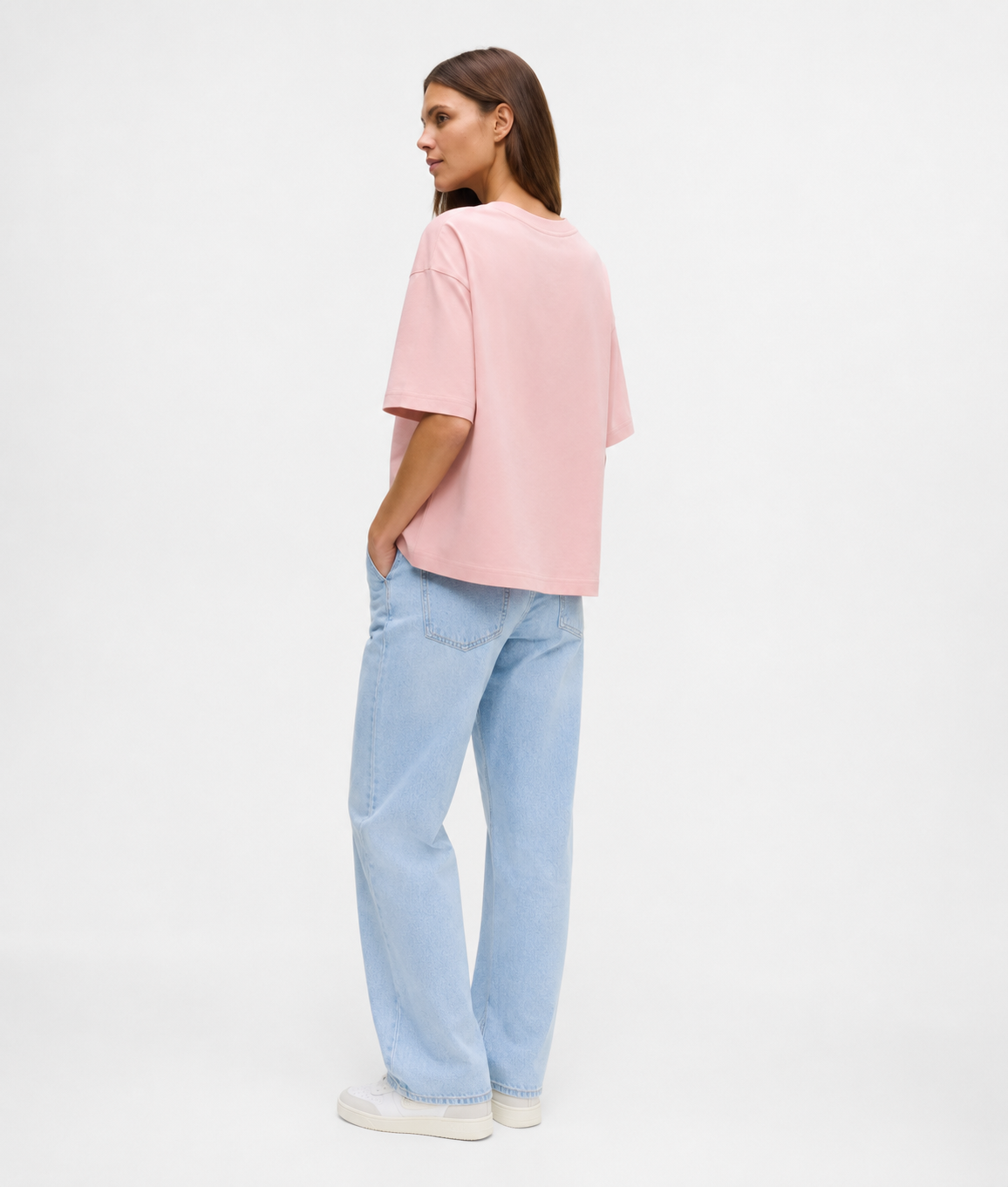 Karl Lagerfeld Women’s Pink Graphic T-Shirt – oversized Fit