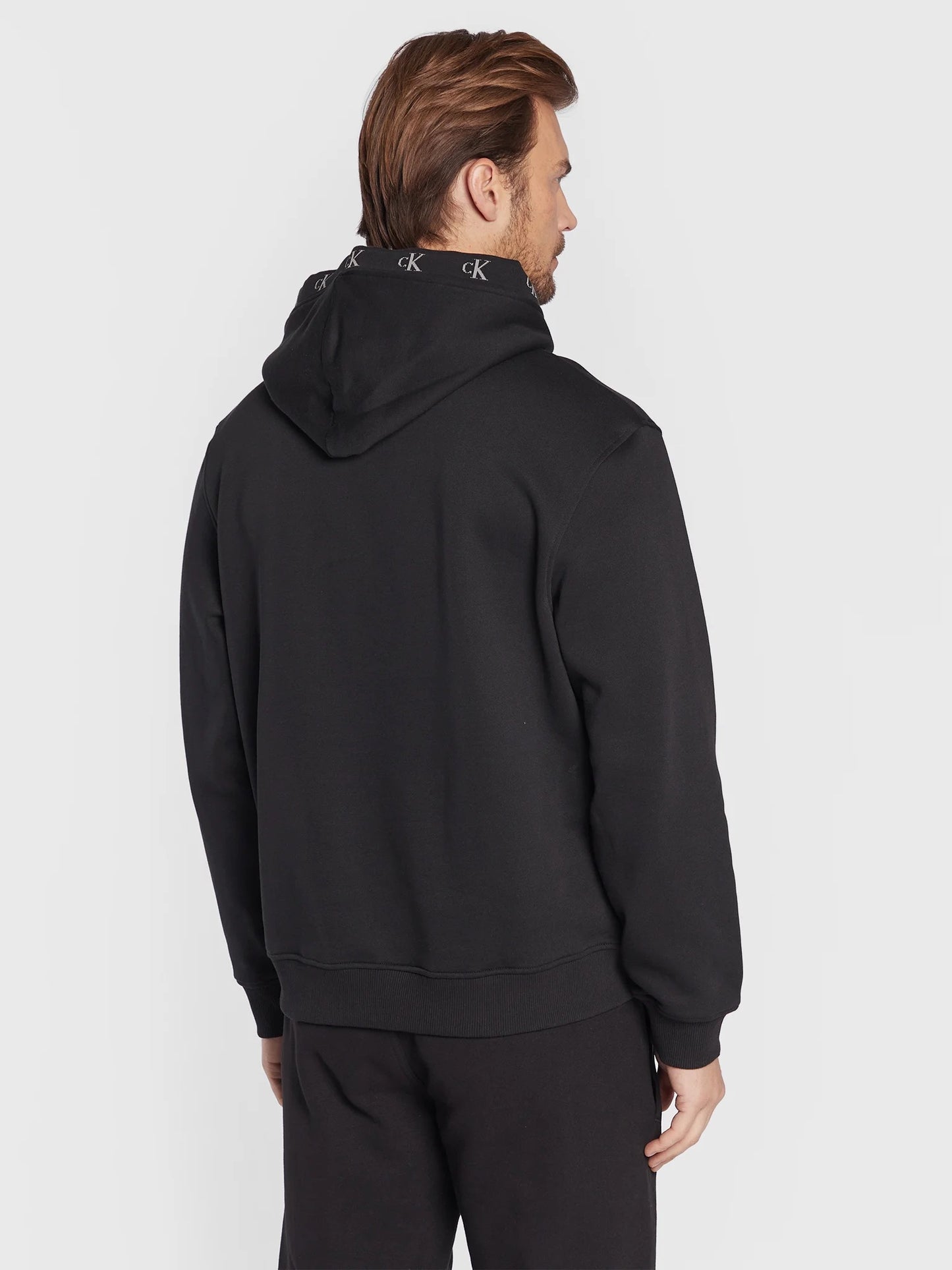 Calvin Klein HOODIE JACQUARD FLEECE   BLACK