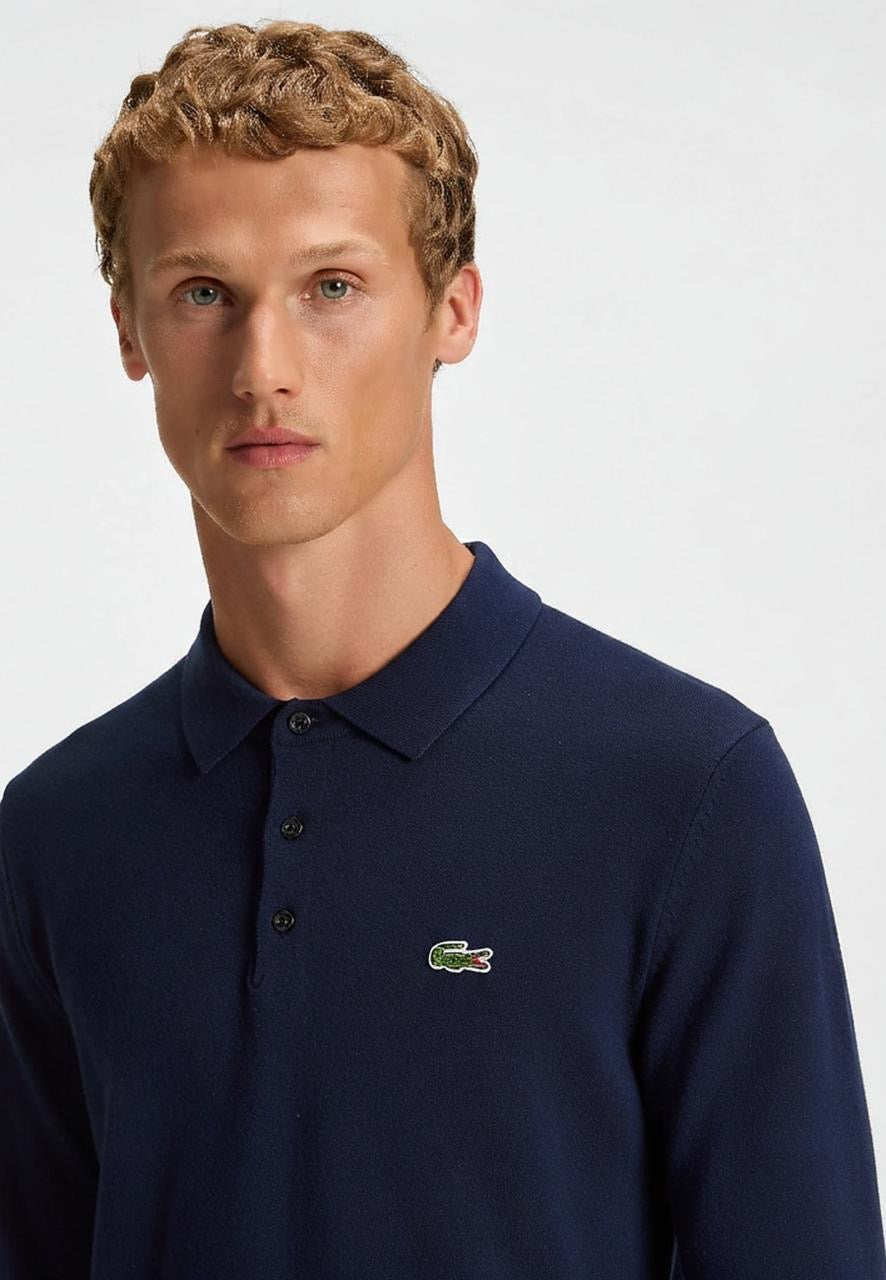 Lacoste Carded Polo Sweater Navy Slim Fit
