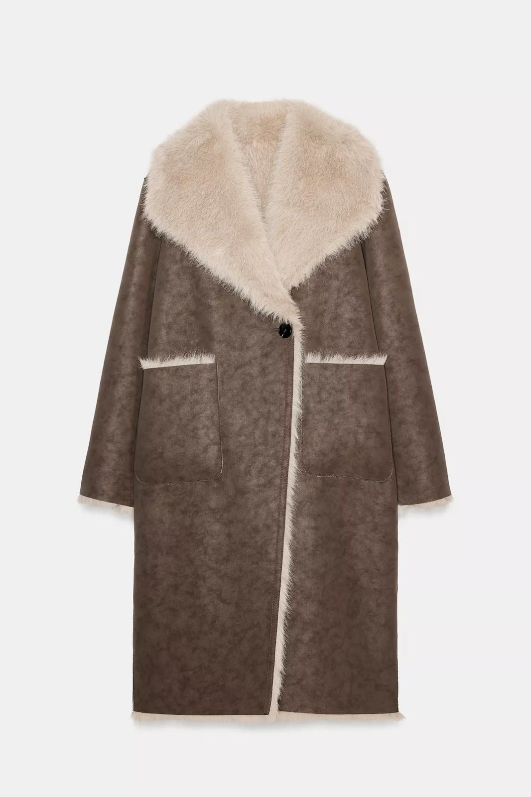 Zara REVERSIBLE DOUBLE-FACED FAUX FUR COAT