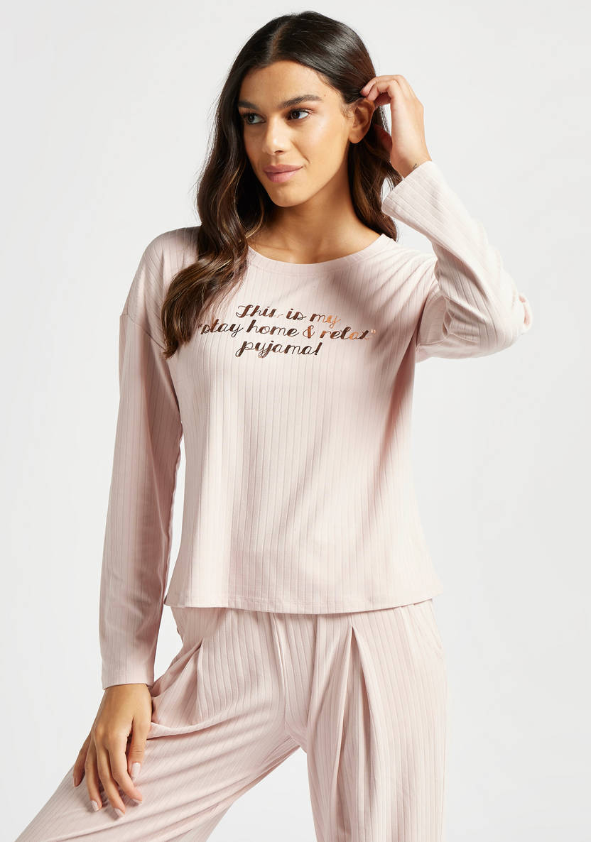 Printed T-shirt and Full Length Pyjama Set