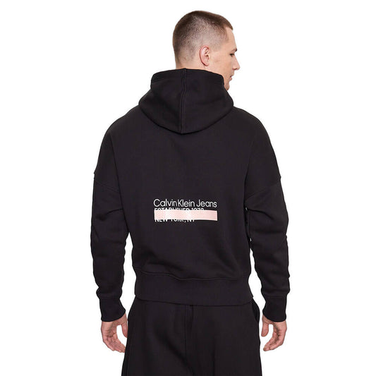 Calvin klein HOODIE LAYERED ADDRESS FLEECE  BLACK