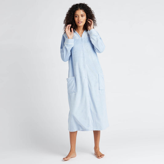 Cozy Collection Embroidered Sleep Gown with Long Sleeves and Pockets