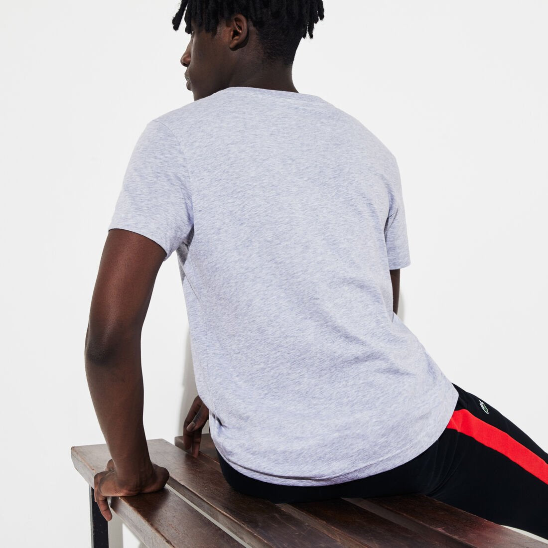 LACOSTE TSHIRT SQR PRNT GRAY