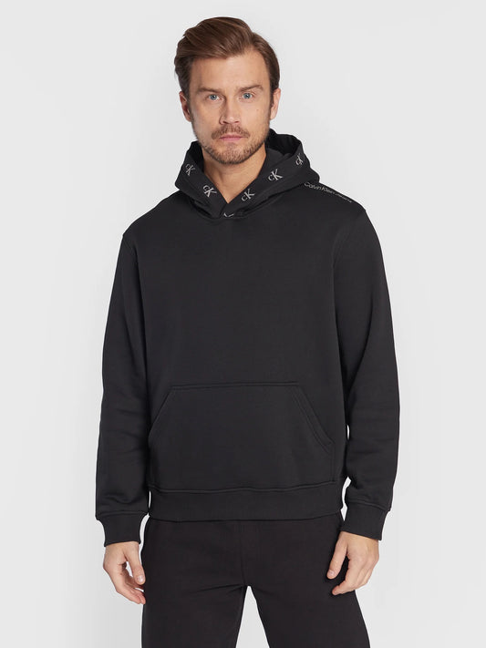 Calvin Klein HOODIE JACQUARD FLEECE   BLACK
