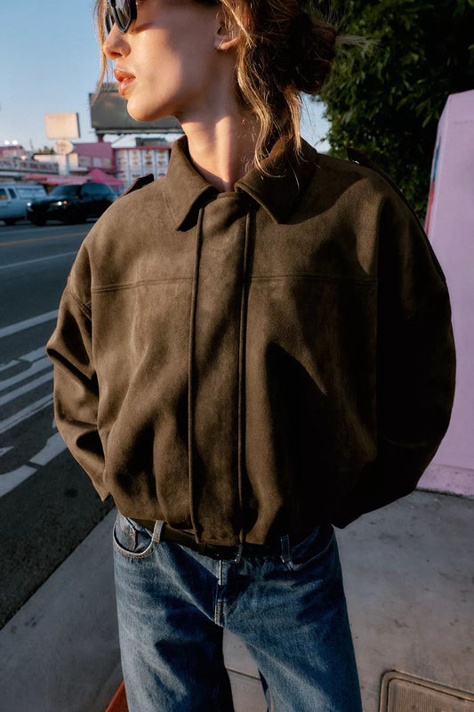 Zara women SUEDE EFFECT BOMBER JACKET