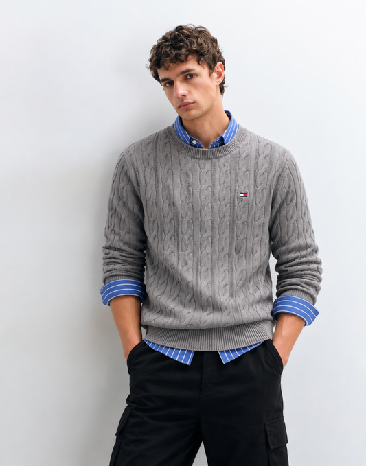 Tommy Hilfiger cable pullover  crew neck dark gray