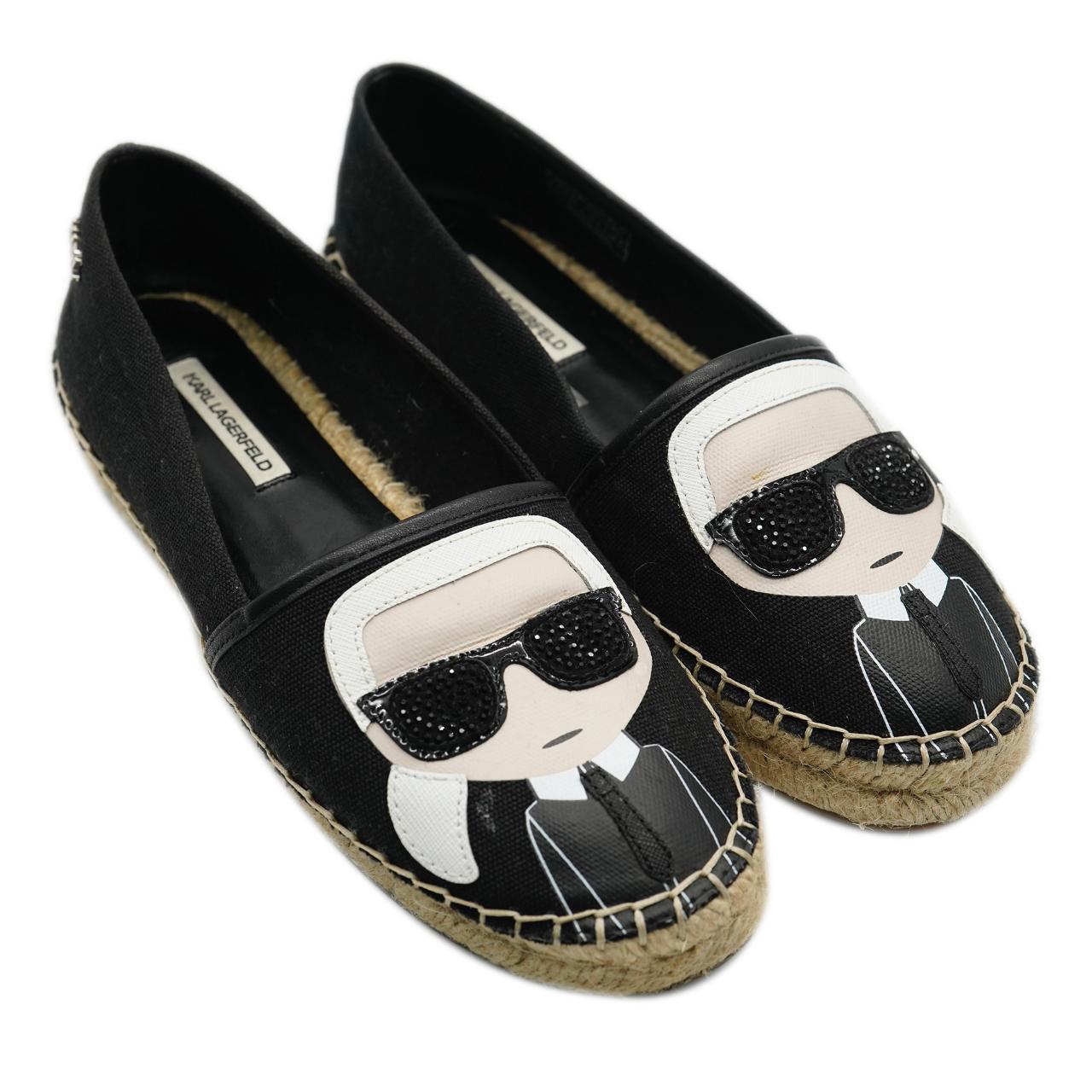 Karl Lagerfeld Women's Black and White Footwear Fit Smaller