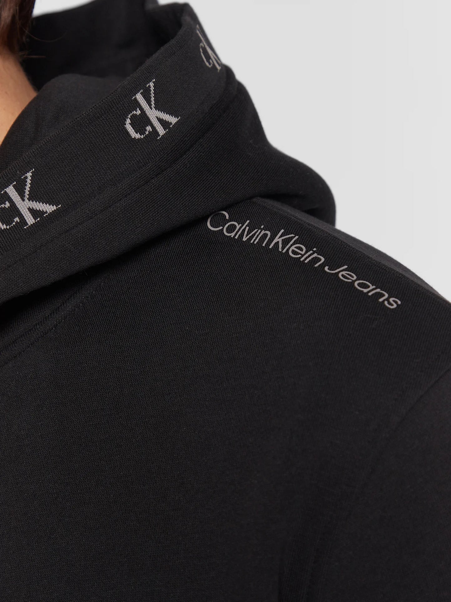 Calvin Klein HOODIE JACQUARD FLEECE   BLACK