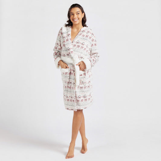 Minnie Mouse Print Hooded Robe with Pockets