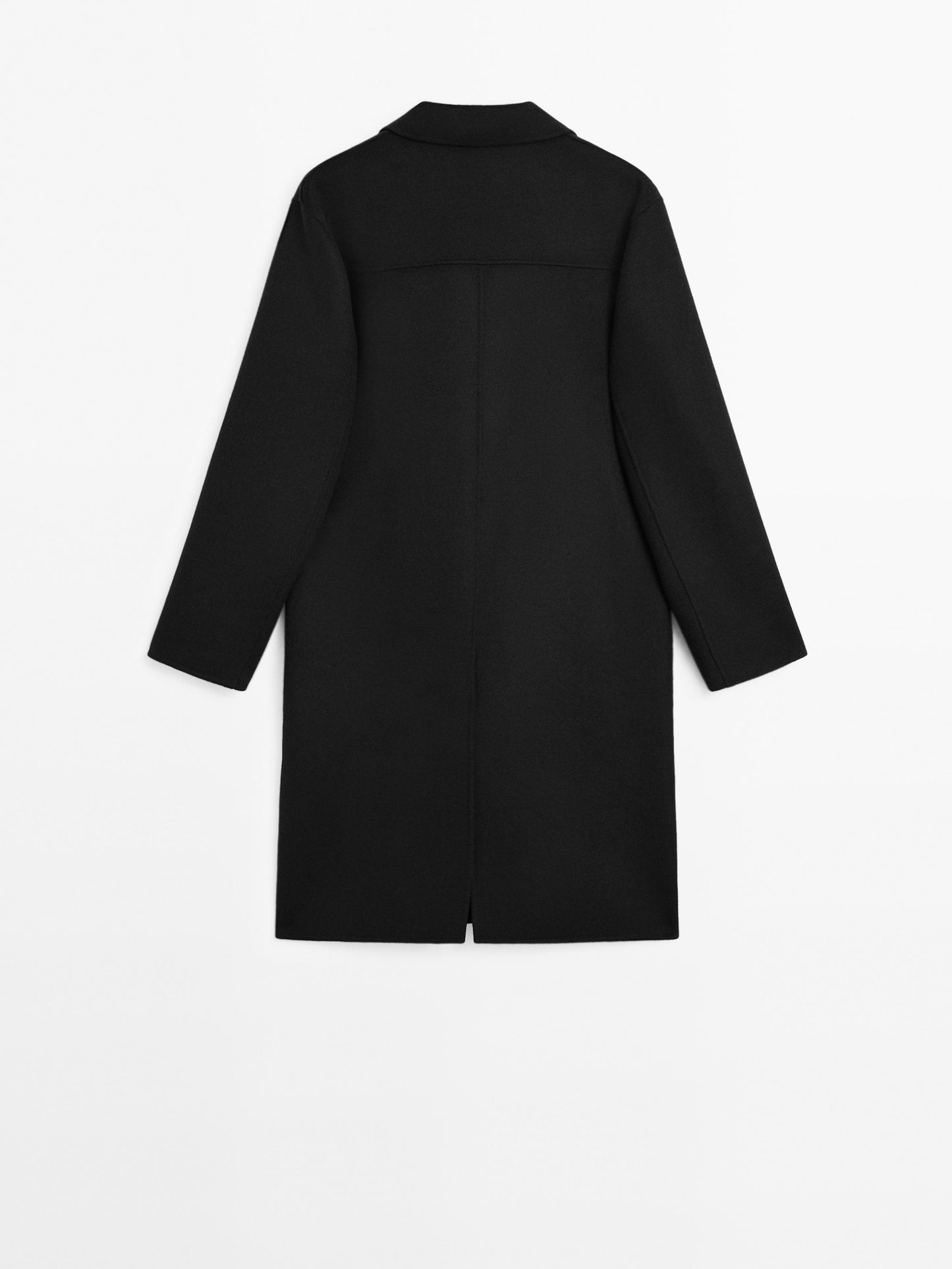 Massimo Dutti LONG WOOL BLEND COAT WOMEN BLACK oversized