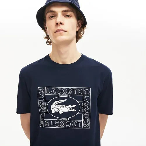LACOSTE TSHIRT WHITE B LOGO NAVY