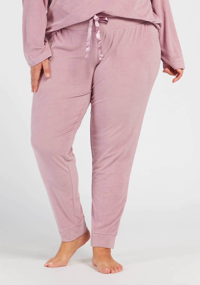 Solid Round Neck T-shirt and Full Length Pyjama Set