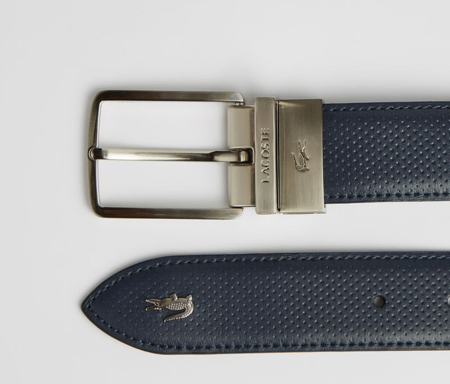 LACOSTE LEATHER BELT NAVY  DOUBLE FACE 110 CM