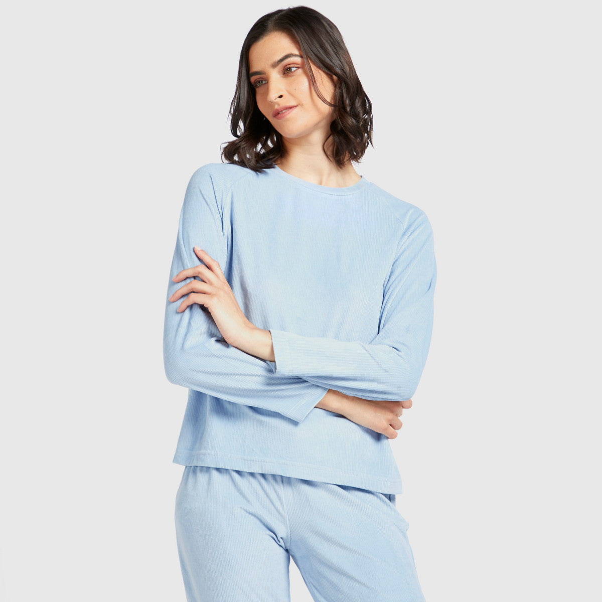 Solid Round Neck T-shirt and Full Length Pyjama Set