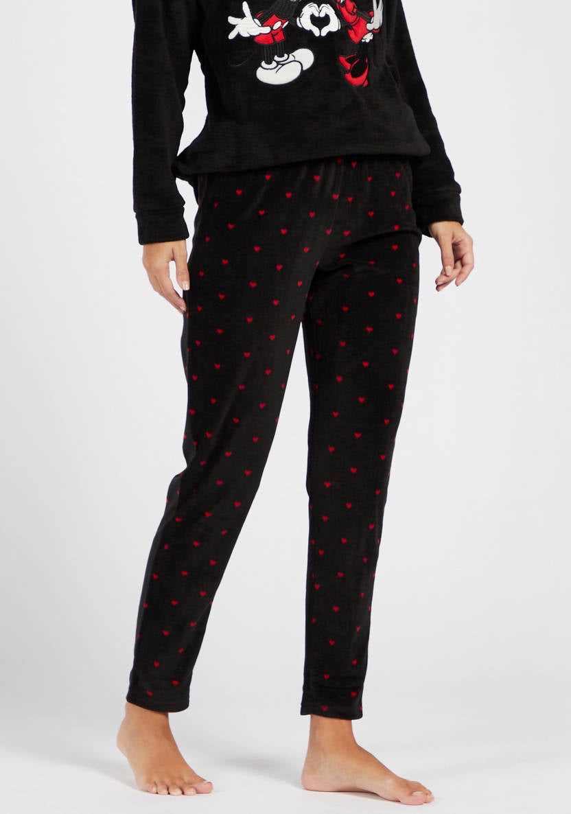 Mickey Mouse printed long-sleeve T-shirt and pajama pants set