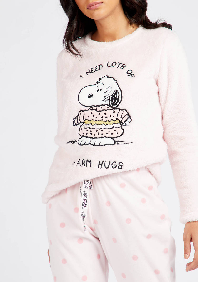 Cozy Collection Textured T-shirt and Full Length Pyjama Set