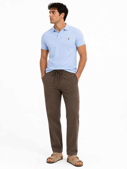 Ralph Lauren straight fit linen cotton trouser brown