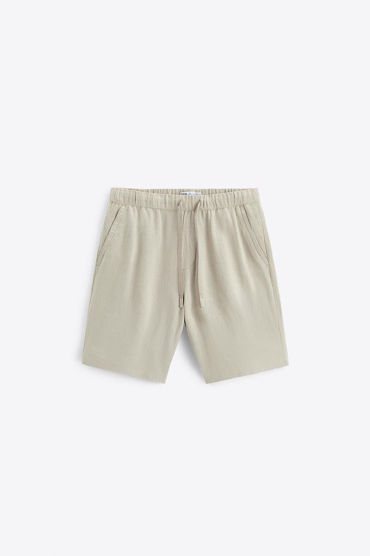 Zara Viscose- Lienen Bermuda Short Biege