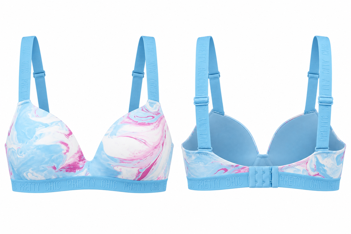 Max Printed Padded Bra with Hook-and-Eye Closure
