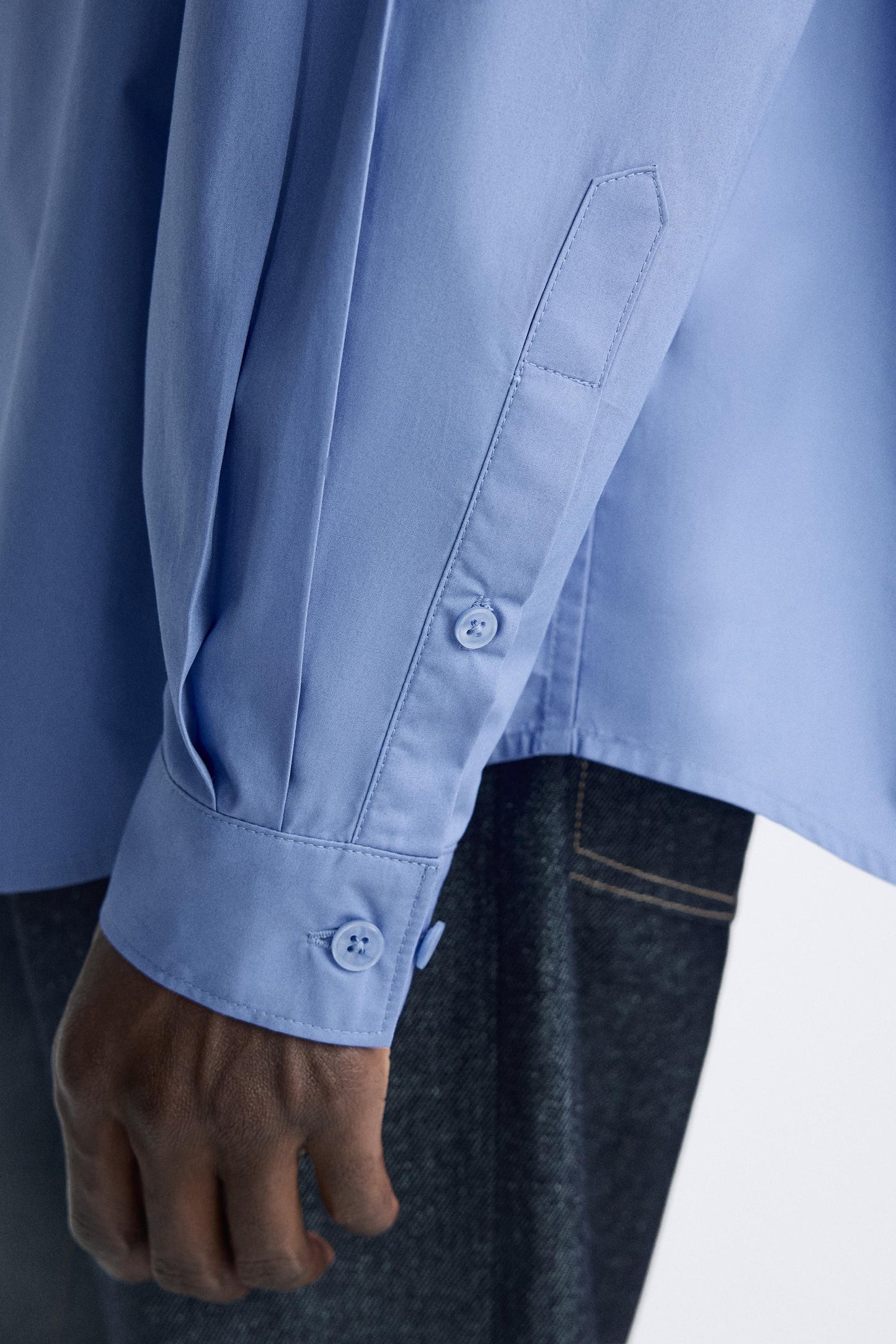 Zara relaxed Pocket poplin shirt blue FIT BIGGER