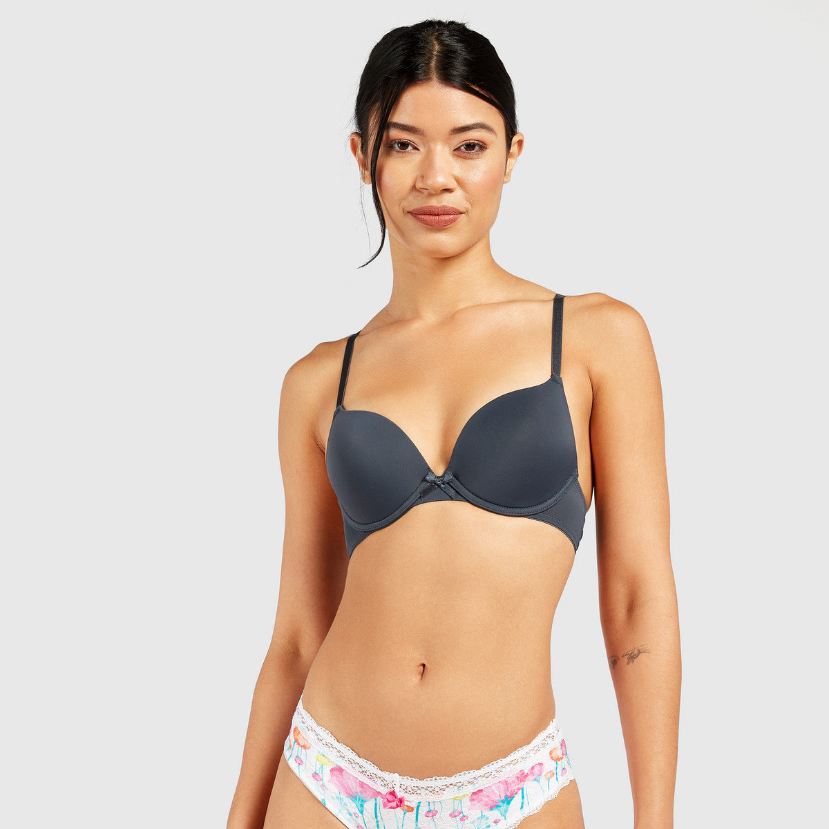 Max Plain Padded Plunge Bra with Adjustable Straps – 2-Piece Set