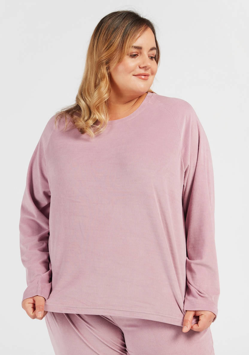 Solid Round Neck T-shirt and Full Length Pyjama Set