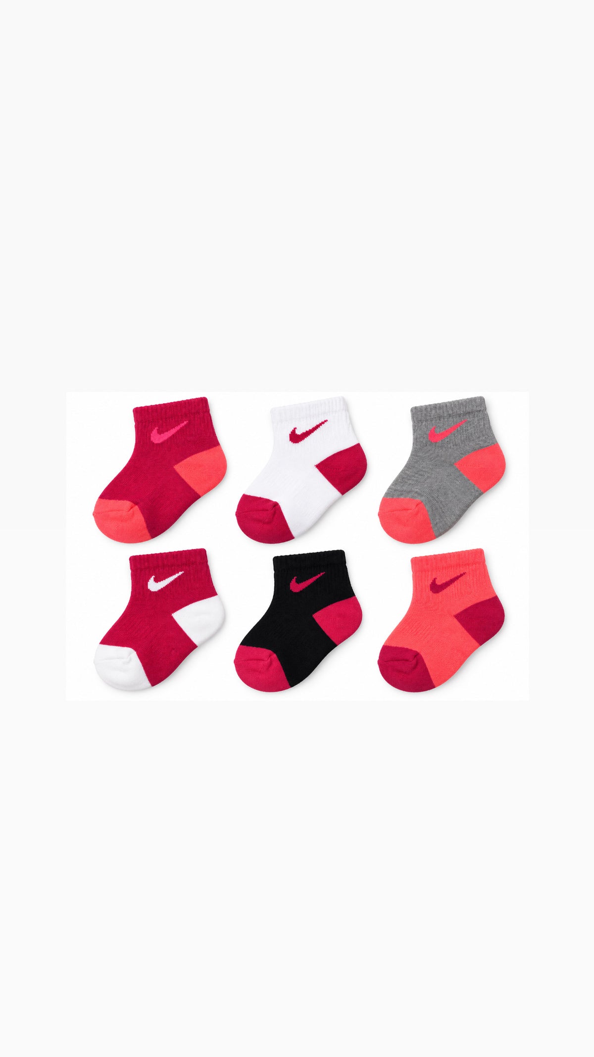 Nike Ankle Socks – 6-Pair Pack | Pink, White, Grey & Black