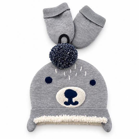 Mothercare Baby Bear Hat & Mittens Set – Grey