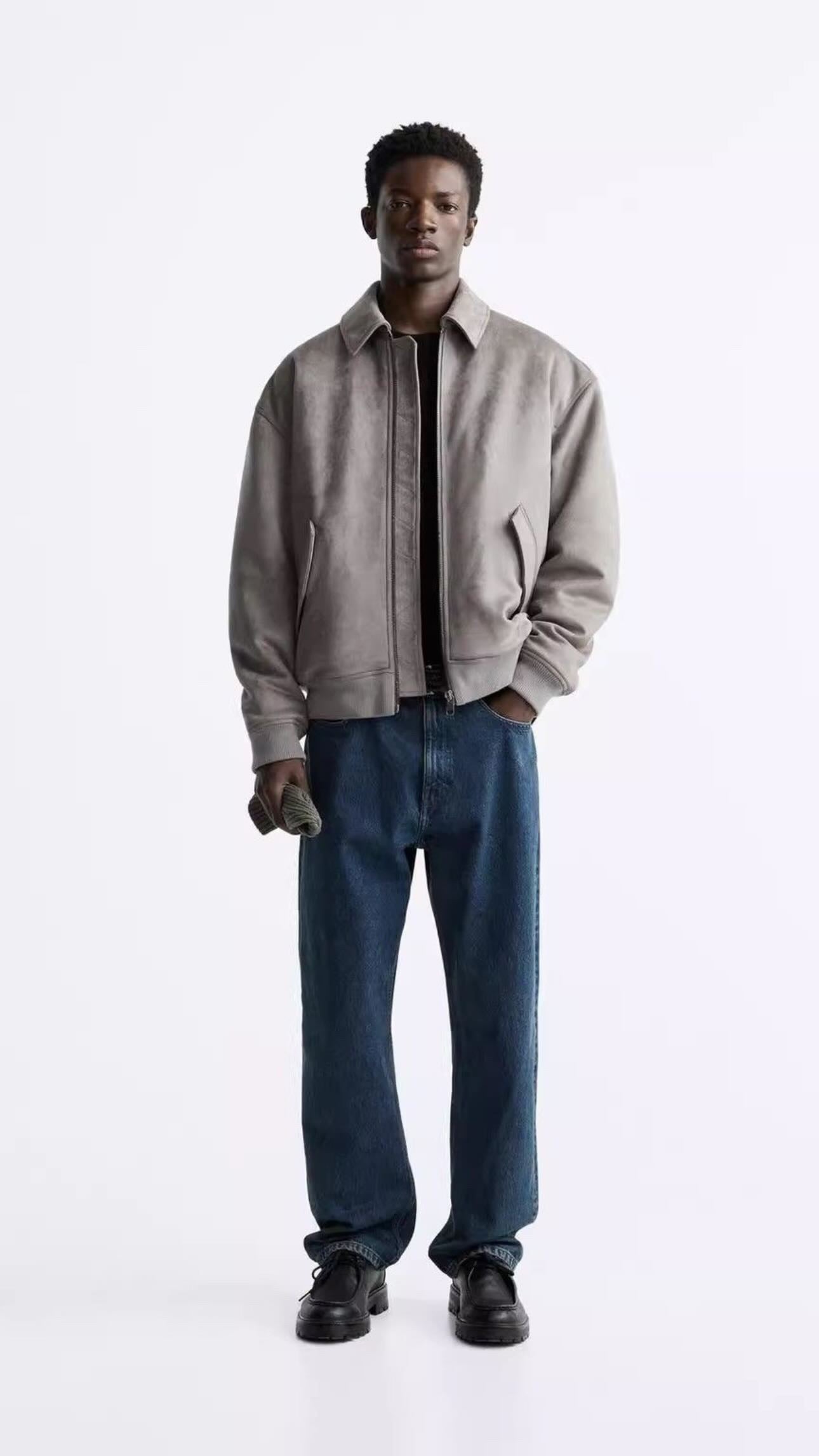 Jacket ZARA Men's Winter Quilted Lining Suede Flight
Greige